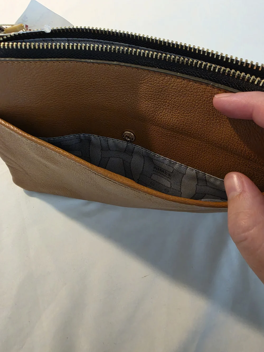 Aimee Kestenberg Cognac Leather Wristlet Clutch